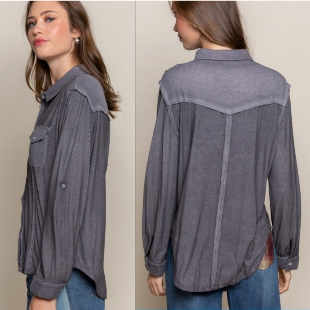 90153 POL Washed Button-down Shirt - Picture 4 of 4